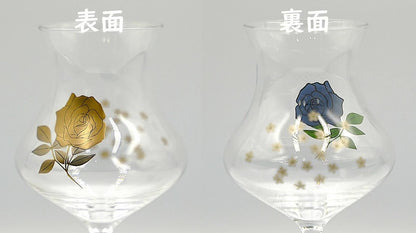 蒔絵（青薔薇とかすみ草）を加飾した咲グラス